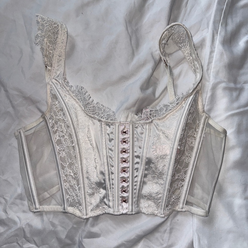 Victoria's Secret White Silk Corset Top